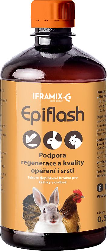 Iframix EpiFlash 0,5 l pro podporu regenerace a kvality opeření a srsti drůbeže a králíků