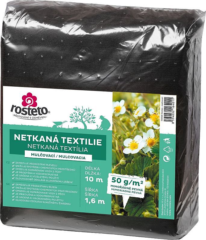 Textilie netkaná černá 1,6x10m Rosteto 50g/m2