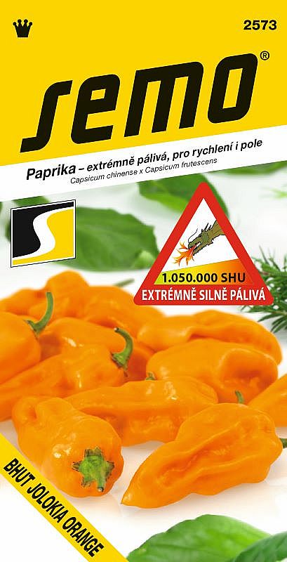 Paprika BHUT JOLOKIA ORANGE extrémně pálivá SHU 1 050 000, oranžová