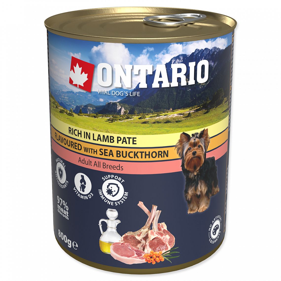 Konzerva Ontario Dog 800g jehněčí paté s bylinkami