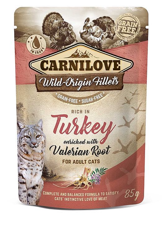 Kapsa Carnilove Cat 85g rich in Turkey enriched with Valerian (GB,DE,SV,FI,DK,FR,NL,RU,UA)