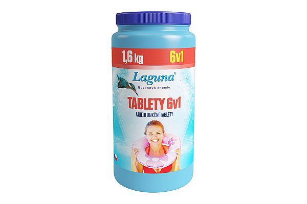Laguna tablety 6v1 1,6kg pro celosezónní údržbu vody v bazénu, proti řasám, nečistotám, chloru, tvrdosti, kalu