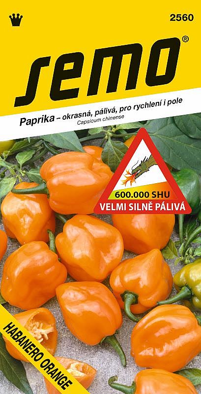 Paprika zeleninová HABANERO ORANGE velmi silně pálivá SHU 600 000 oranžová