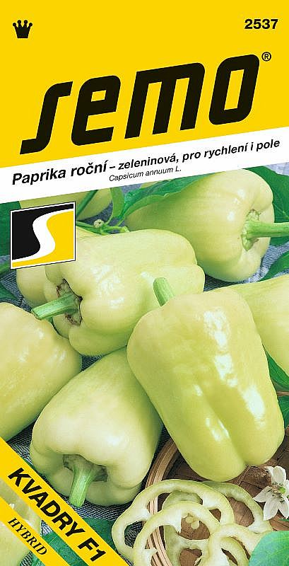 Paprika zeleninová KVADRY F1 pro rychlení i pole, smetanově bílý kvádr