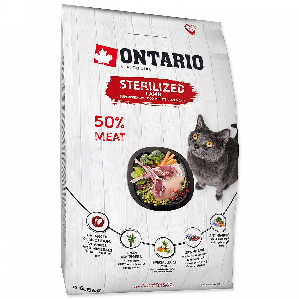 Ontario Cat Sterilised Salmon 6,5kg