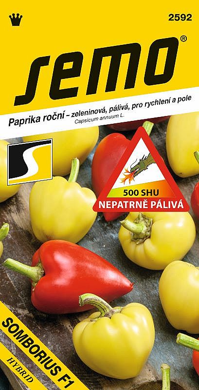 Paprika zeleninová SOMBORIUS F  nepatrně pálivá SHU 500 krátký smetanový jehlanec