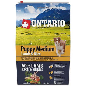 Ontario Puppy Medium Lamb and Rice 2,25kg