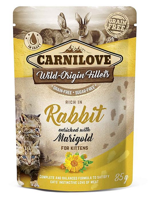 Kapsa Carnilove for Kittens 85g rich in Rabbit enriched with Marigold (GB,DE,SV,FI,NO,FR,NL,RU,UA)