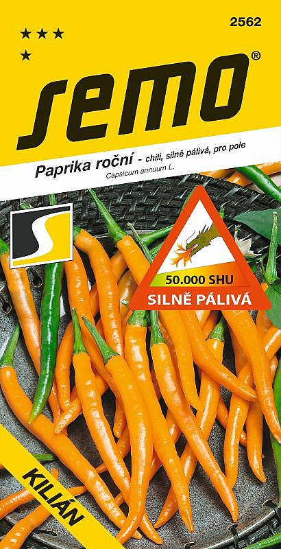 Paprika chili KILIÁN silně pálivá, SHU 50000, pro rychlení i pole, chilli, žlutá