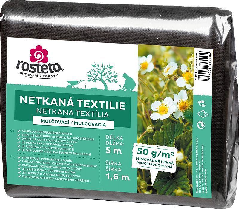 Textilie netkaná černá 1,6x5m Rosteto 50g/m2