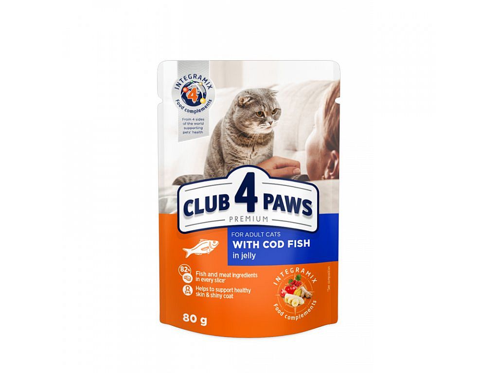 Kapsa Club4Paws CAT 80g with Cod in Jelly