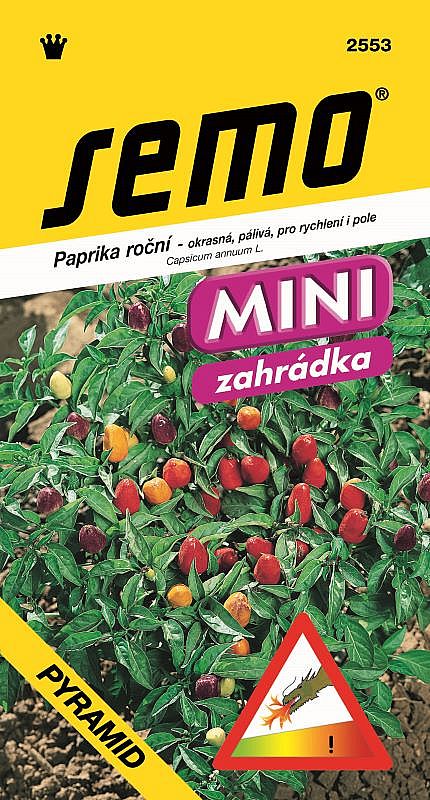 Paprika okrasná PYRAMID silně pálivá, SHU 40 000, okrasná, MINI