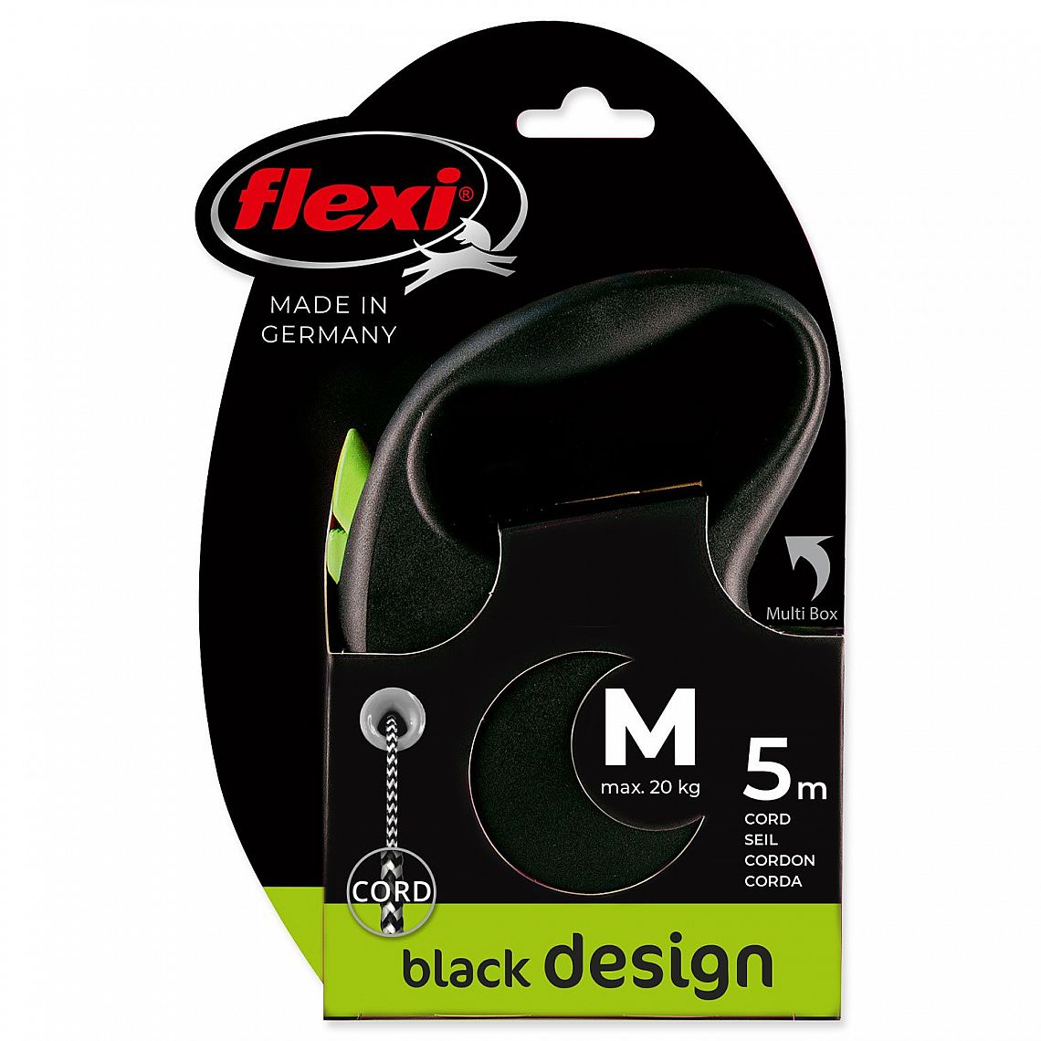 Vodítko Flexi Black Design M lanko o délce 5m pro psa o hmotnosti do 20kg zelené