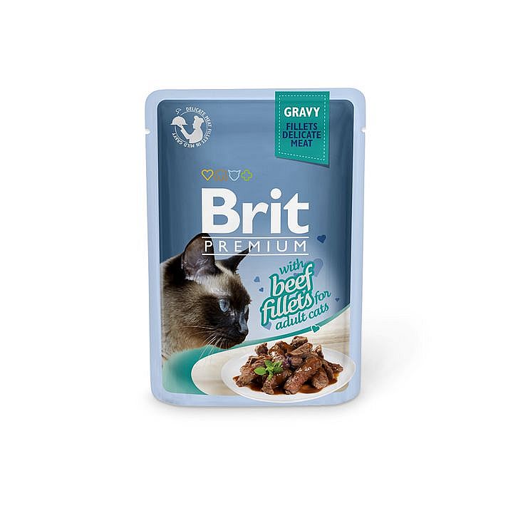 Kapsa Brit Premium Cat Delicate Fillets 85g in Gravy with Beef