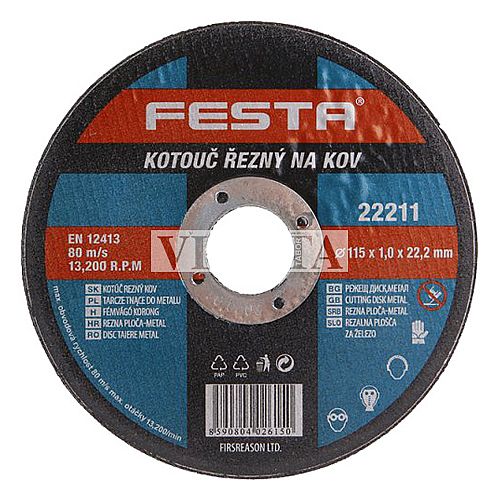 Festa Kotouč kov 115x1x22,2mm 64002