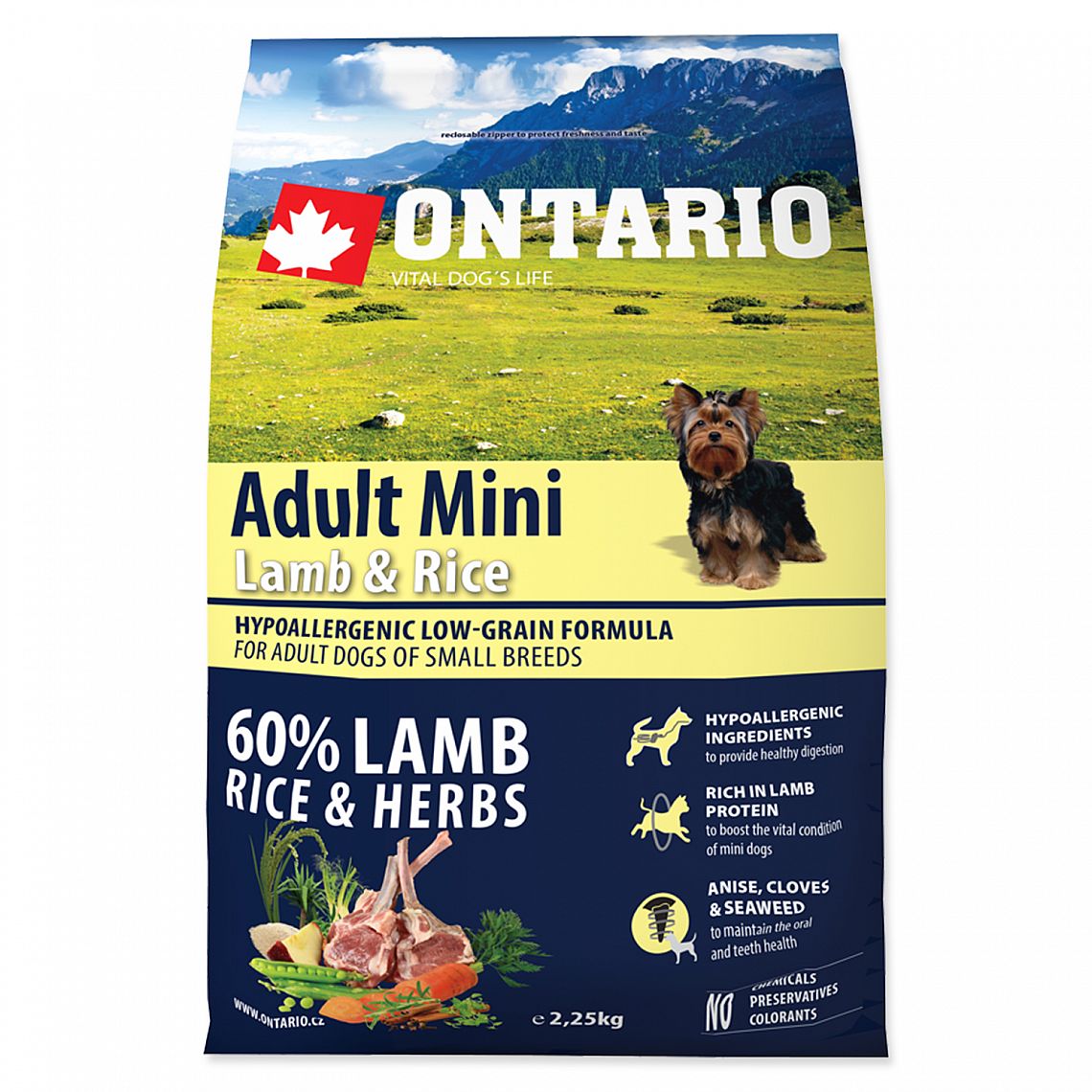 Ontario Dog Adult Mini Lamb & Rice 2,25kg