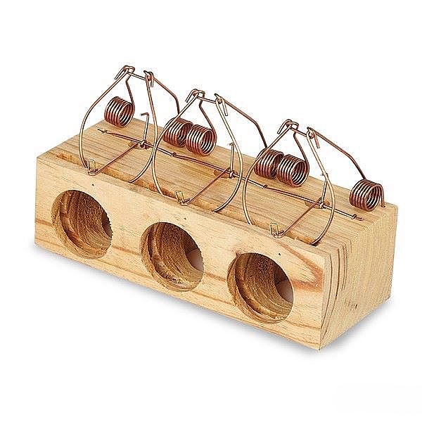 Gaun Past na myši dřevěná na 3 otvory 12,5x6x4cm / WOODEN MOUSE TRAP 3 HOLES 32670