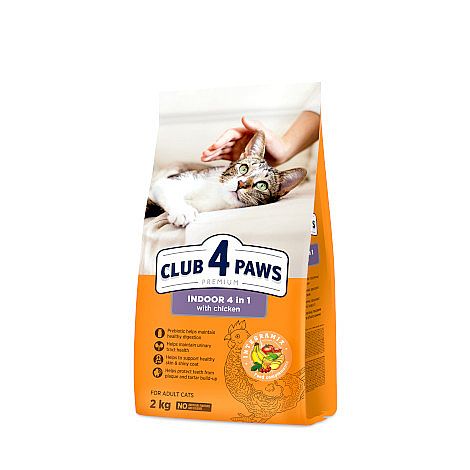 Club4Paws Cat Premium Indoor 4v1 Chicken 14kg pro kočky v bytě