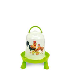 Gaun Napaječka pro drůbež 3 l 255x280mm plastová s nohama citrónově zelená s motivem slepiček / ECO CHICKEN DRINKER WITH LEGS HAPPY RANGE 3 L 11843