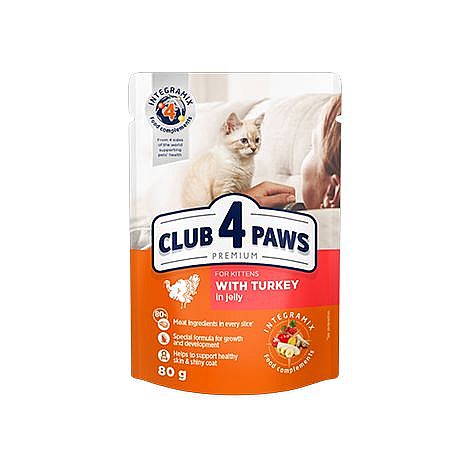 Kapsa Club4Paws KITTEN 80g krůta v želé