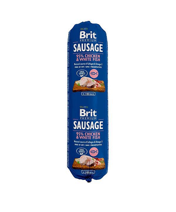 Brit Sausage Chicken & White Fish 800g kuře & ryba