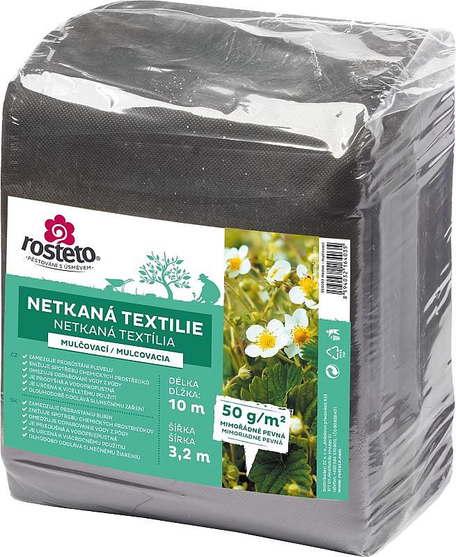 Textilie netkaná černá 3,2x10m Rosteto 50g/m2