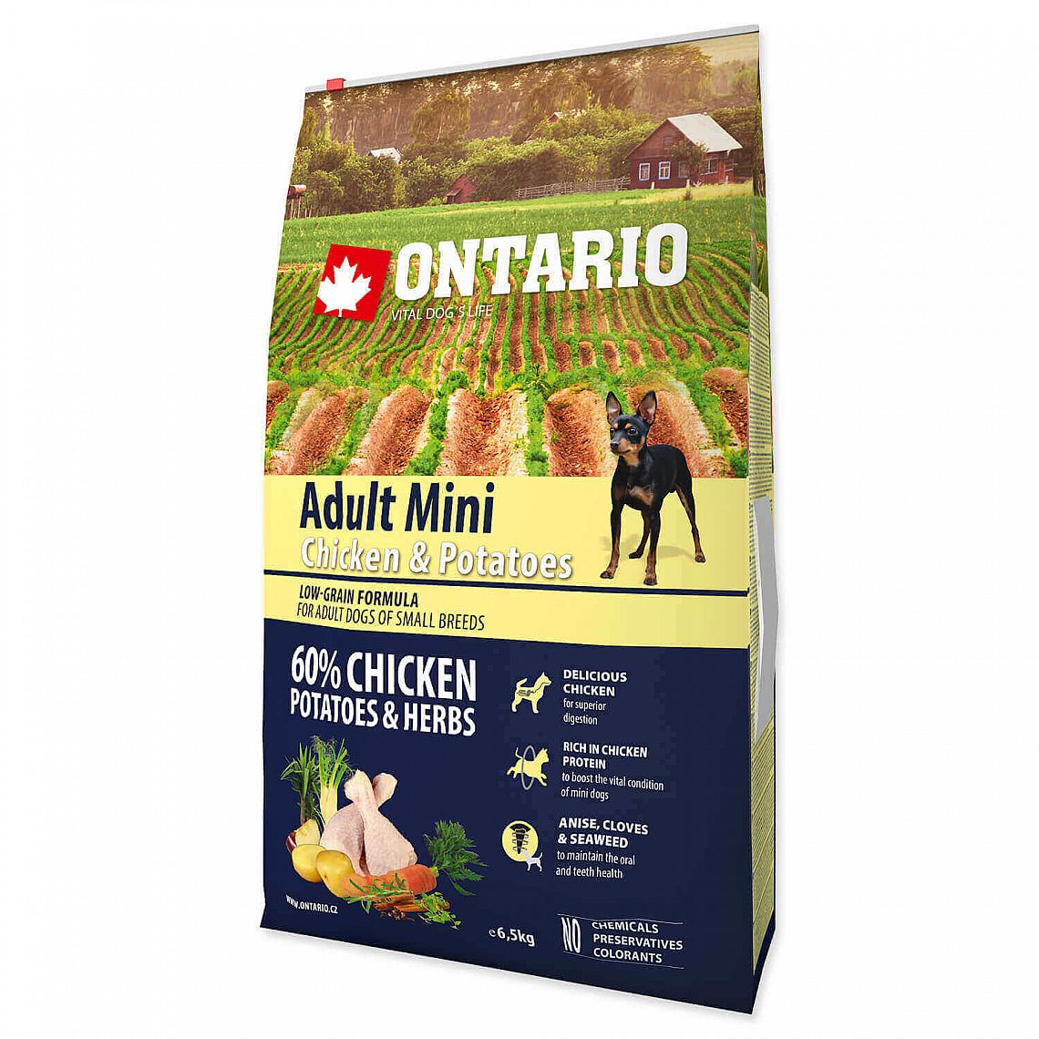 Ontario Dog Adult Mini Chicken & Potatoes & Herbs 6,5kg