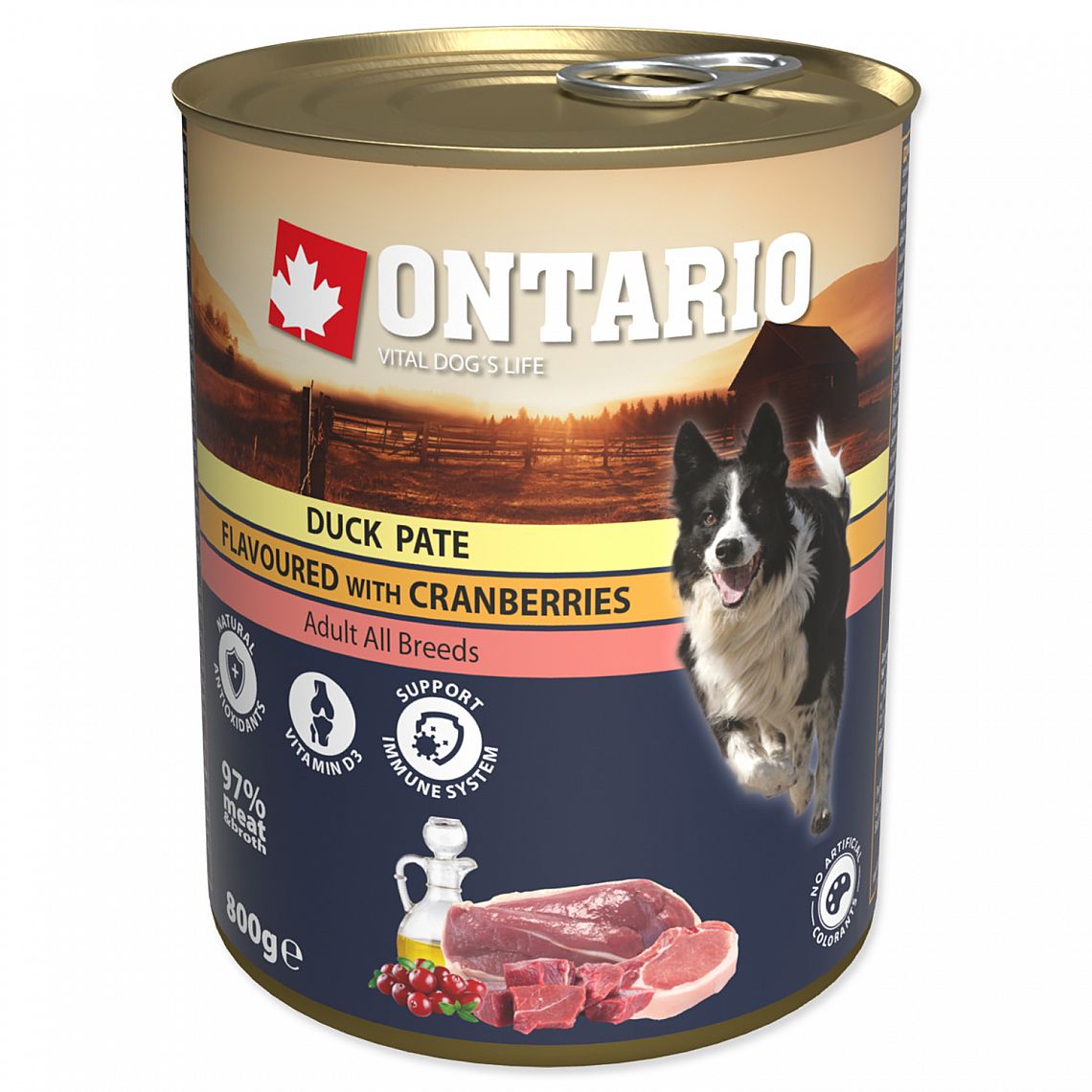 Konzerva Ontario Dog 800g kachna s brusinkami