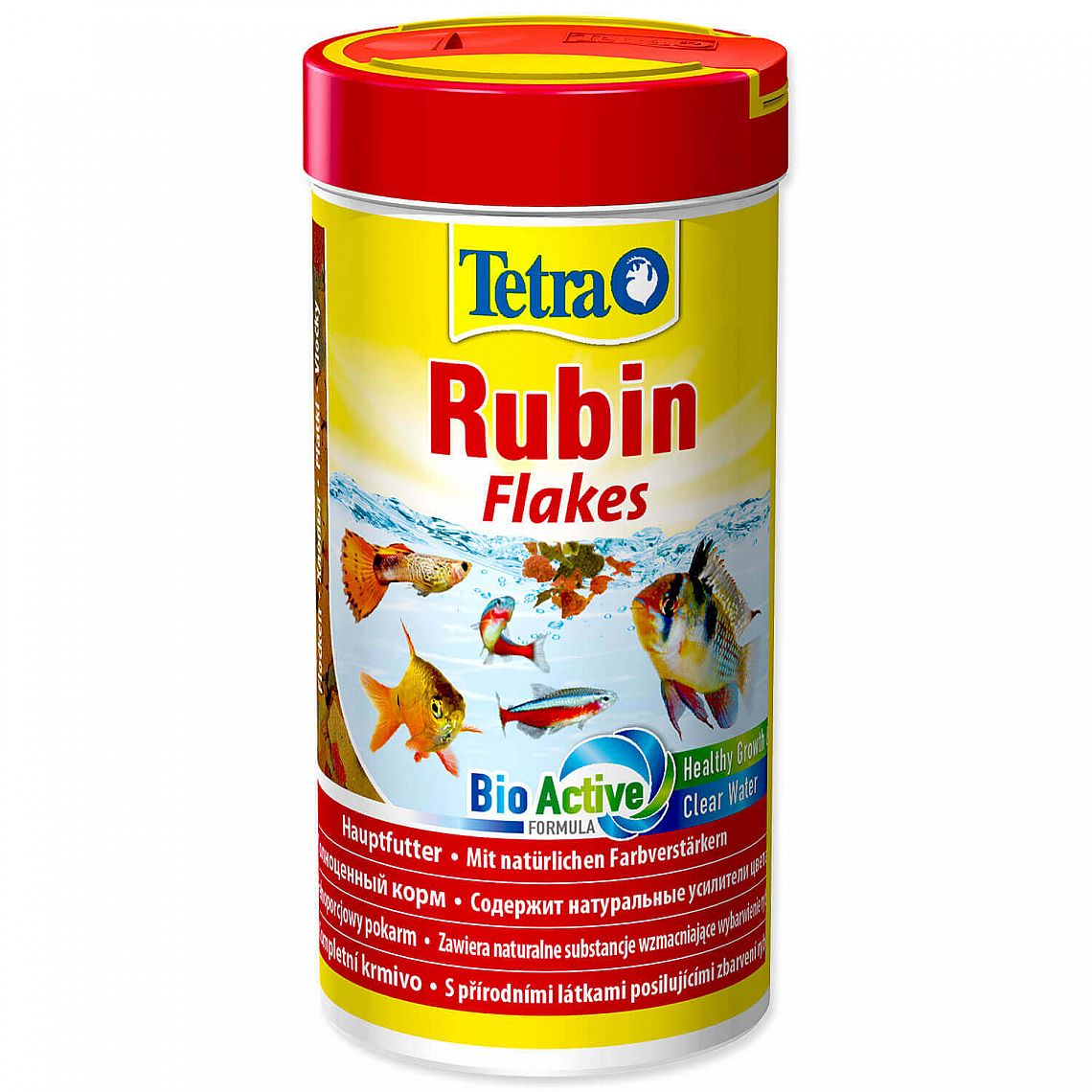 Tetra Rubin 250 ml granulované krmivo pro zvýraznění barevnosti všech druhů akvarijních ryb.