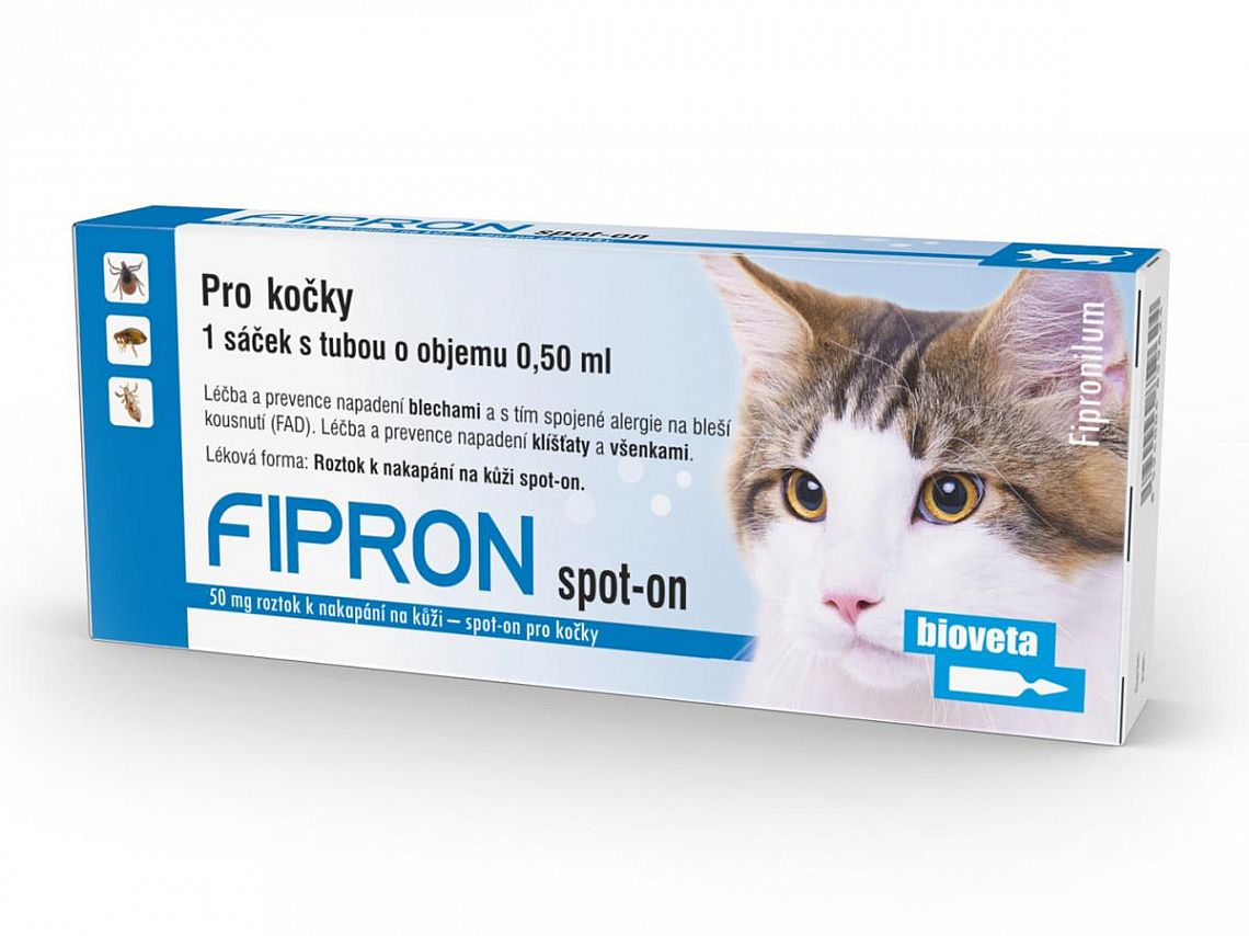 VVLP Kapky spot-on Fipron Dog 0,5ml pro kočky antiparazitární přípravek pro kočky proti blechám, klíšťatům a všenkám