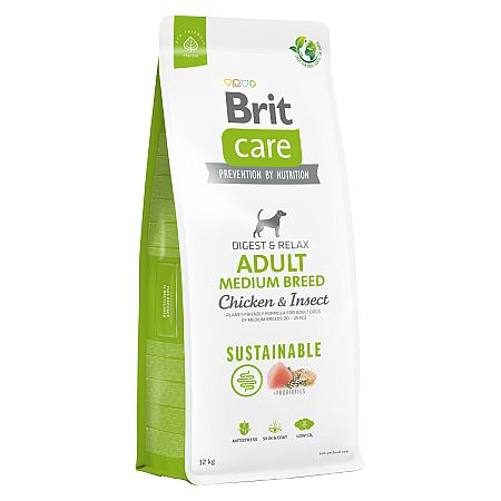 Brit Care Dog Sustainable Adult Medium Breed Chicken&Insect 12+2kg ZDARMA