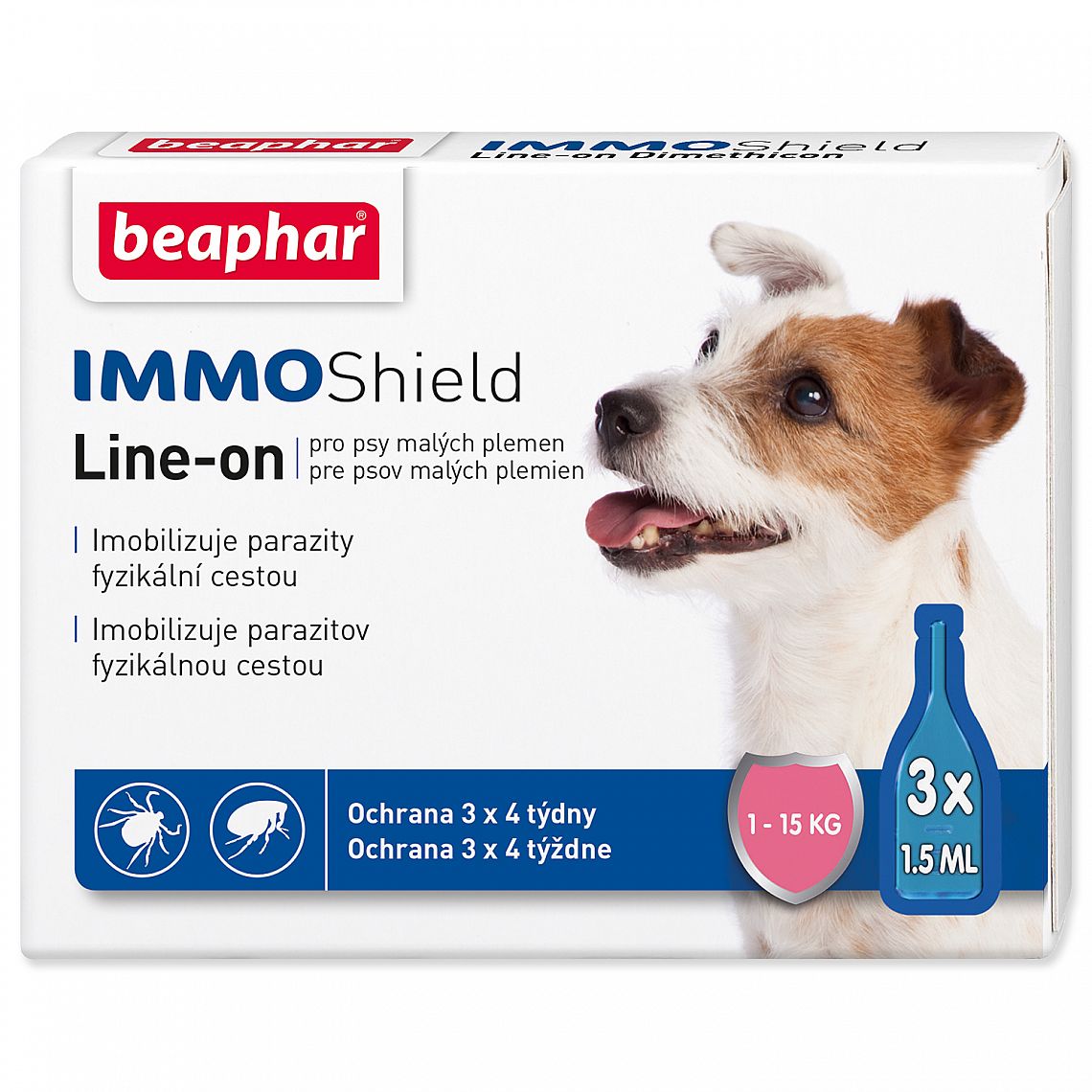 Kapky Beaphar line-on Immo Shield pro psy S 3x 1,5ml pipeta silikonového oleje