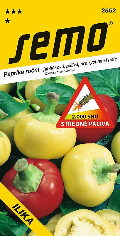 Paprika zeleninová ILIKA /ALMAPAPRIKA/ středně pálivá SHU 2000 pro rychlení i pole, červená jablíčková