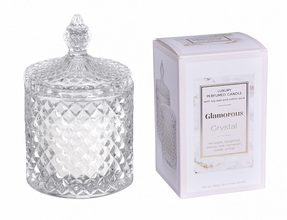 Svíčka vonná ve skle Glamorous Crystal 180g bílá