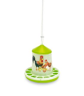 Gaun Krmítko pro drůbež 2 kg 245x235mm plastové citronově zelené se závěsem s motivem slepiček / PLASTIC POULTRY FEEDER 2KG GREEN LEMON HAPPY 11370