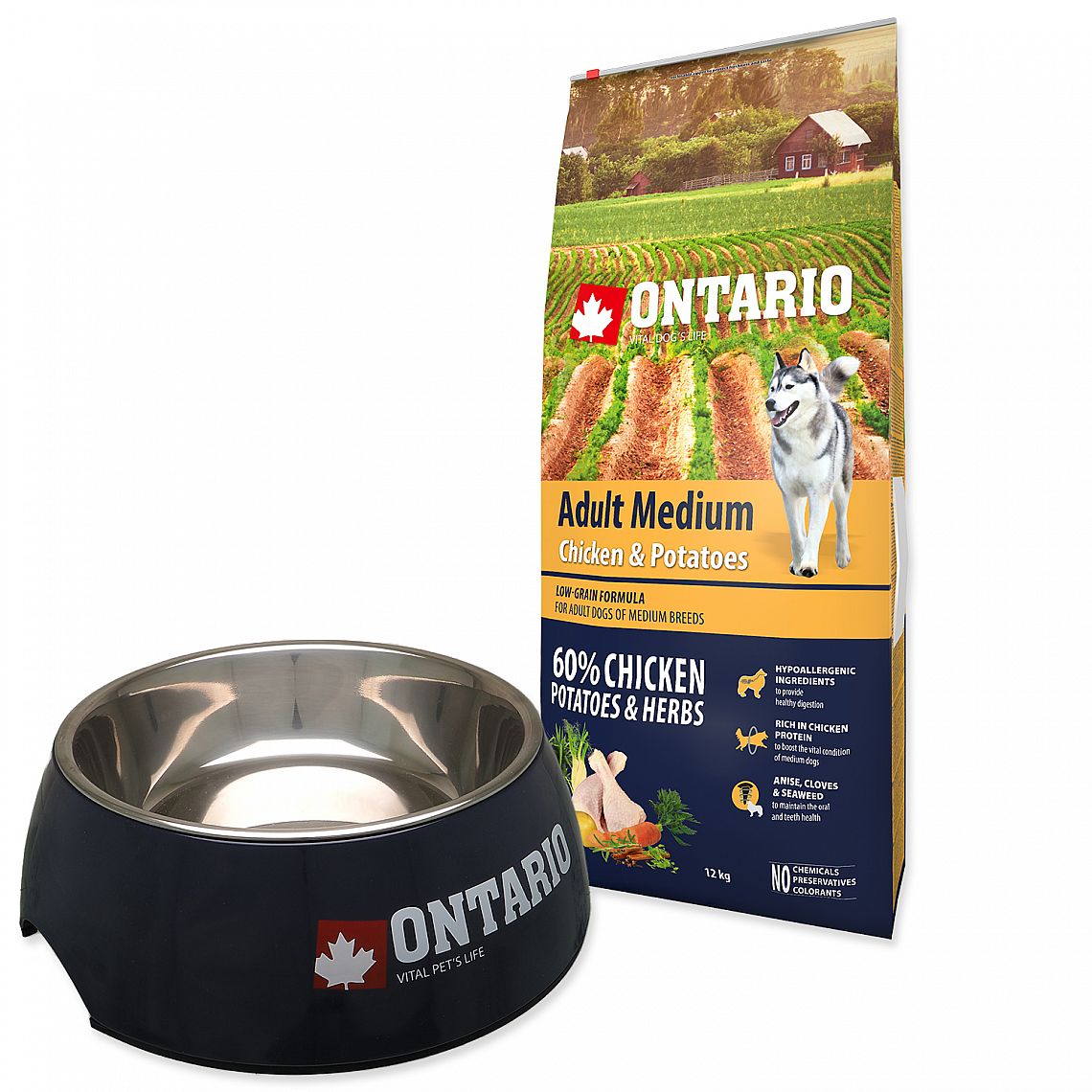 Ontario Dog Adult Medium Chicken & Potatoes 12kg