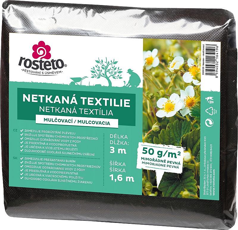 Textilie netkaná černá 1,6x3m Rosteto 50g/m2