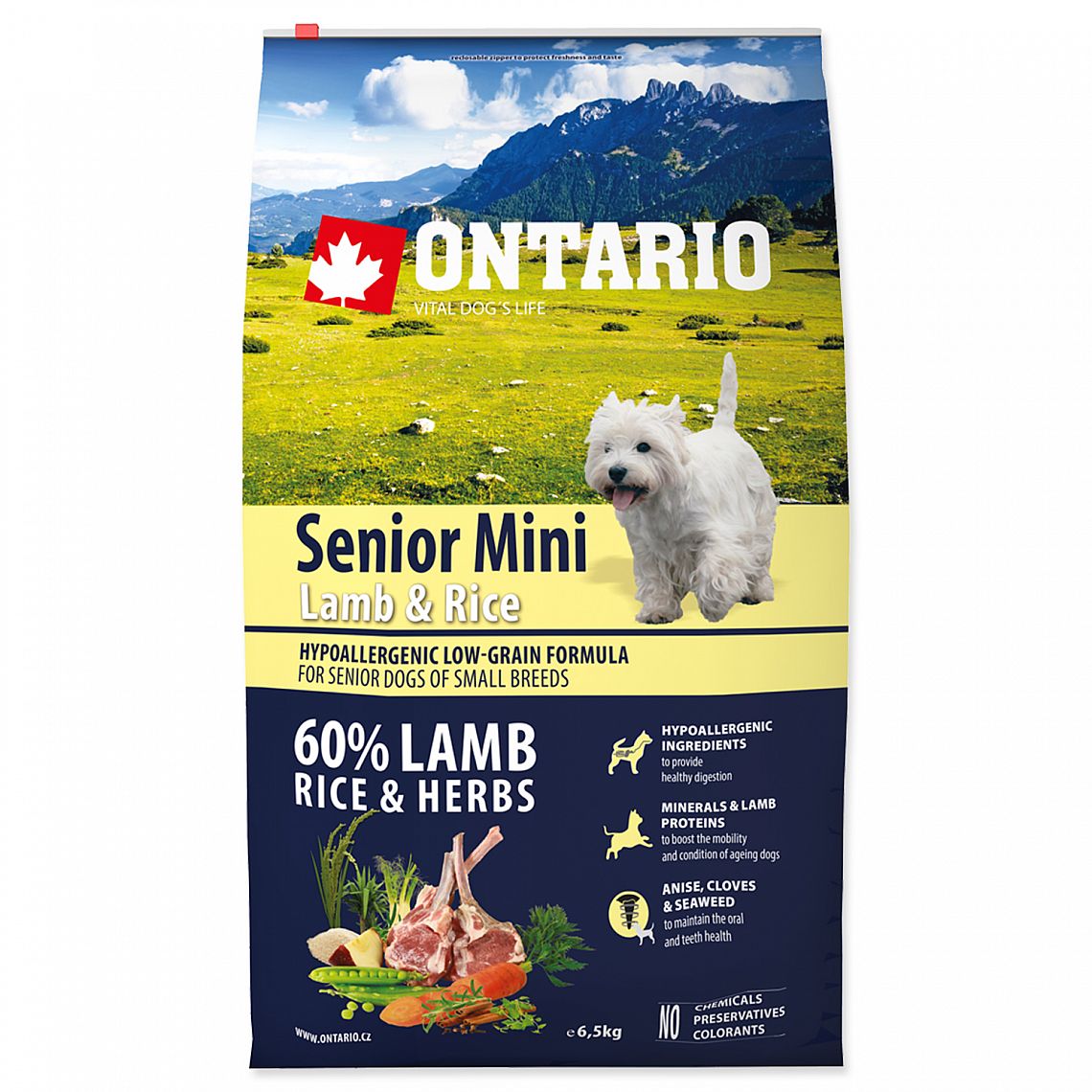 Ontario Dog Senior Mini Lamb & Rice 6,5kg