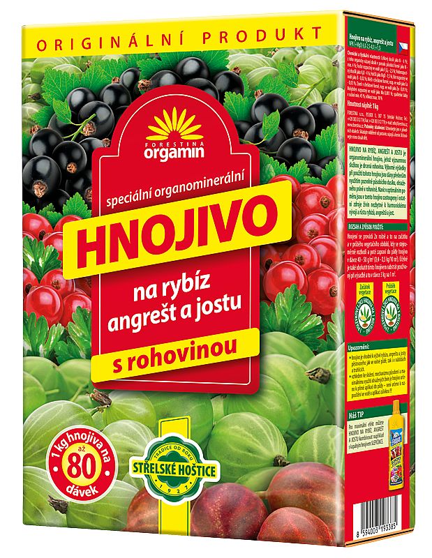 Orgamin Rybíz, angrešt 1kg organo-minerální hnojivo s rohovinou