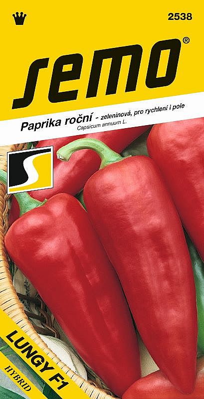 Paprika zel. LUNGY F1 pro rychlení i pole, červená, jehlanec