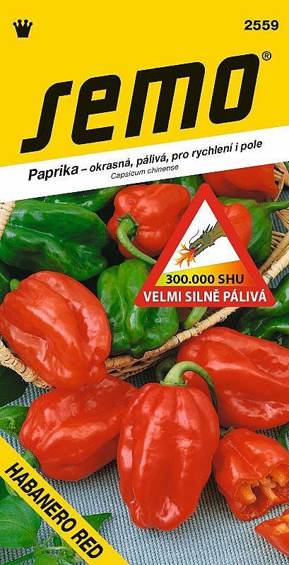 Paprika zeleninová HABANERO RED velmi silně pálivá SHU 300 000 červená