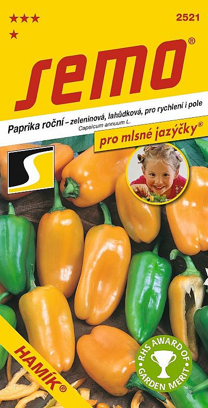 Paprika zel. HAMÍK MLSNÉ JAZ oranžová, pro  rychlení i pole, tupý jehlanec