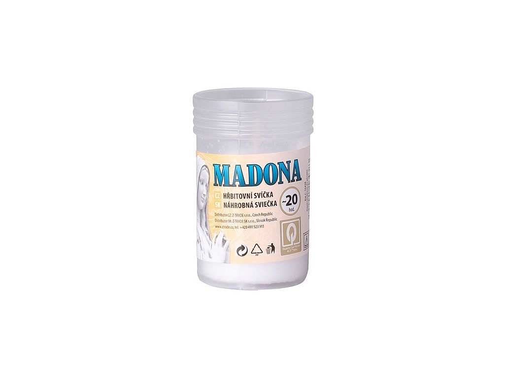 Svíčka Madona bílá lisovaná 65g 20h 16438