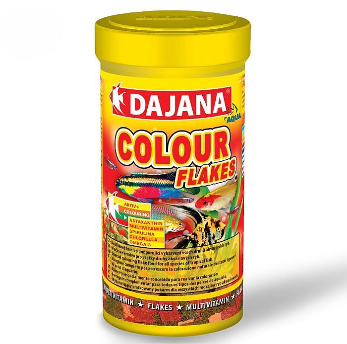 Dajana Color flakes 1000ml vločkované krmivo pro akvarijní ryby s přírodními látkami, které podporují přirozené vybarevení ryb