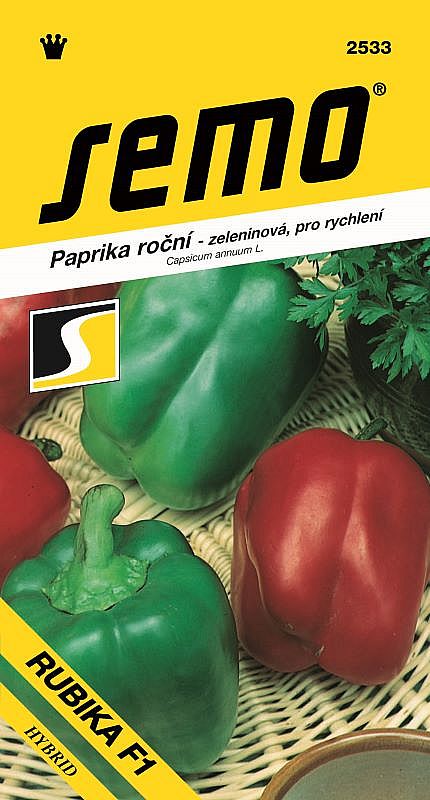 Paprika zel. RUBIKA F1 pro rychlení, červená, kvádr