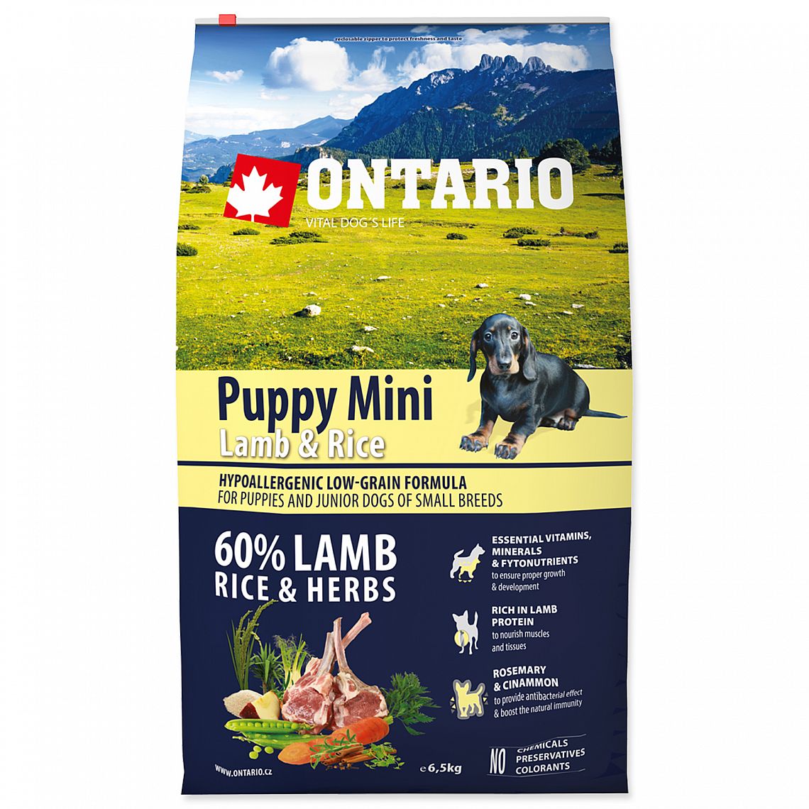 Ontario Puppy Mini Lamb a Rice 6,5kg