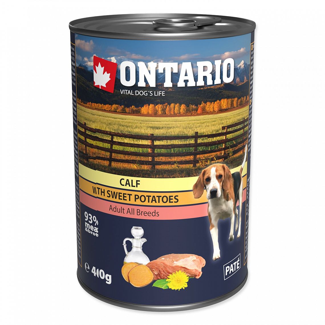 Konzerva Ontario Dog 400g telecí s batáty