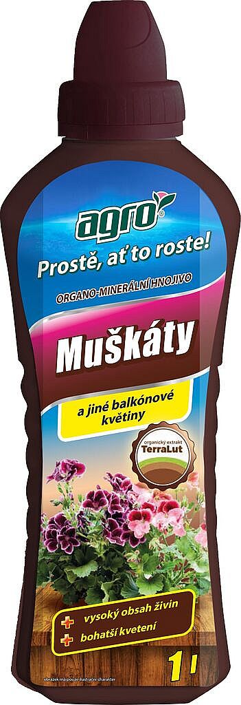 Kapalné hnojivo organo-minerální na muškáty 1 l AGRO