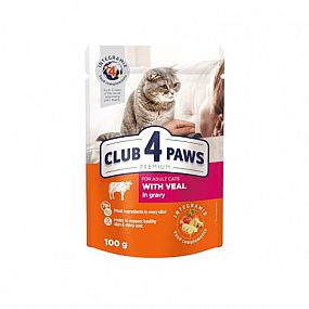 Kapsa Club4Paws CAT 100g with Veal in gravy for Adult Cats