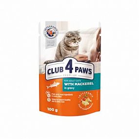Kapsa Club4Paws CAT 100g with Mackerel in gravy for Adult Cats